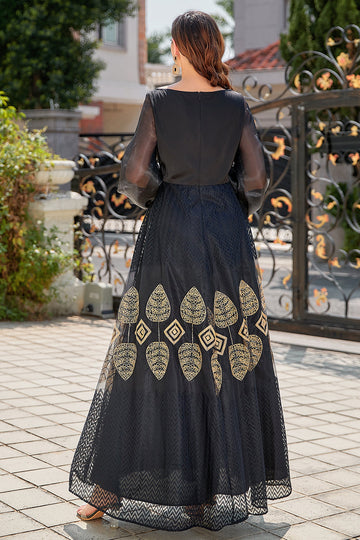 Noir Bateau Neck Robe Mère de La Mariée